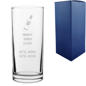 Personalised Engraved Vodka Hiball Tumbler with 'Name's Vodka Glass and Mixer' Design Image 2