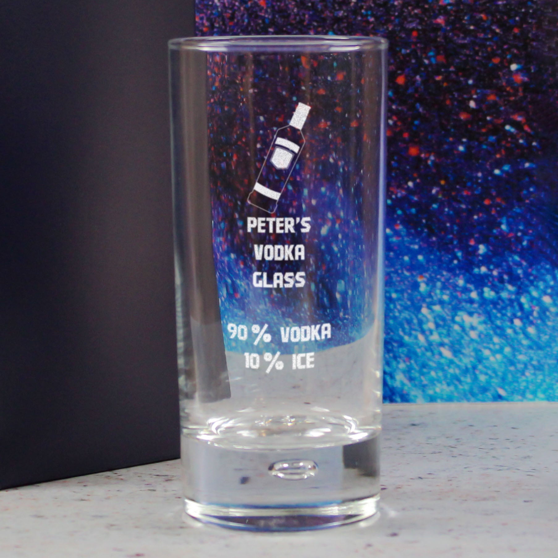 Personalised Engraved Vodka Bubble Hiball with 'Name's Vodka Glass and Mixer' Design Image 4