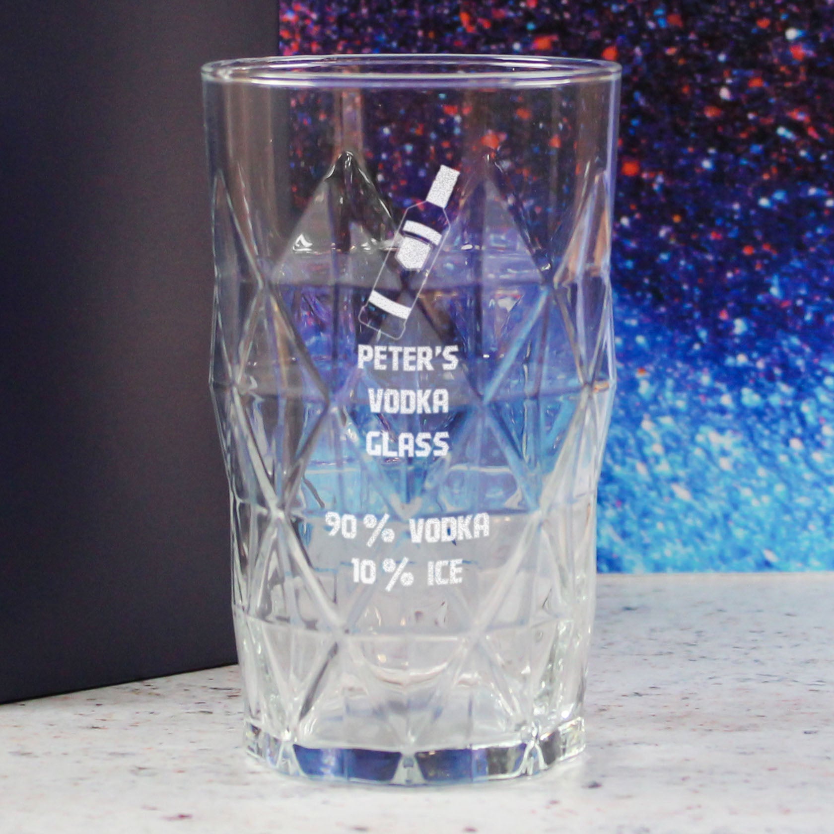 Personalised Engraved Vodka Keops Hiball with 'Name's Vodka Glass and Mixer' Design Image 4