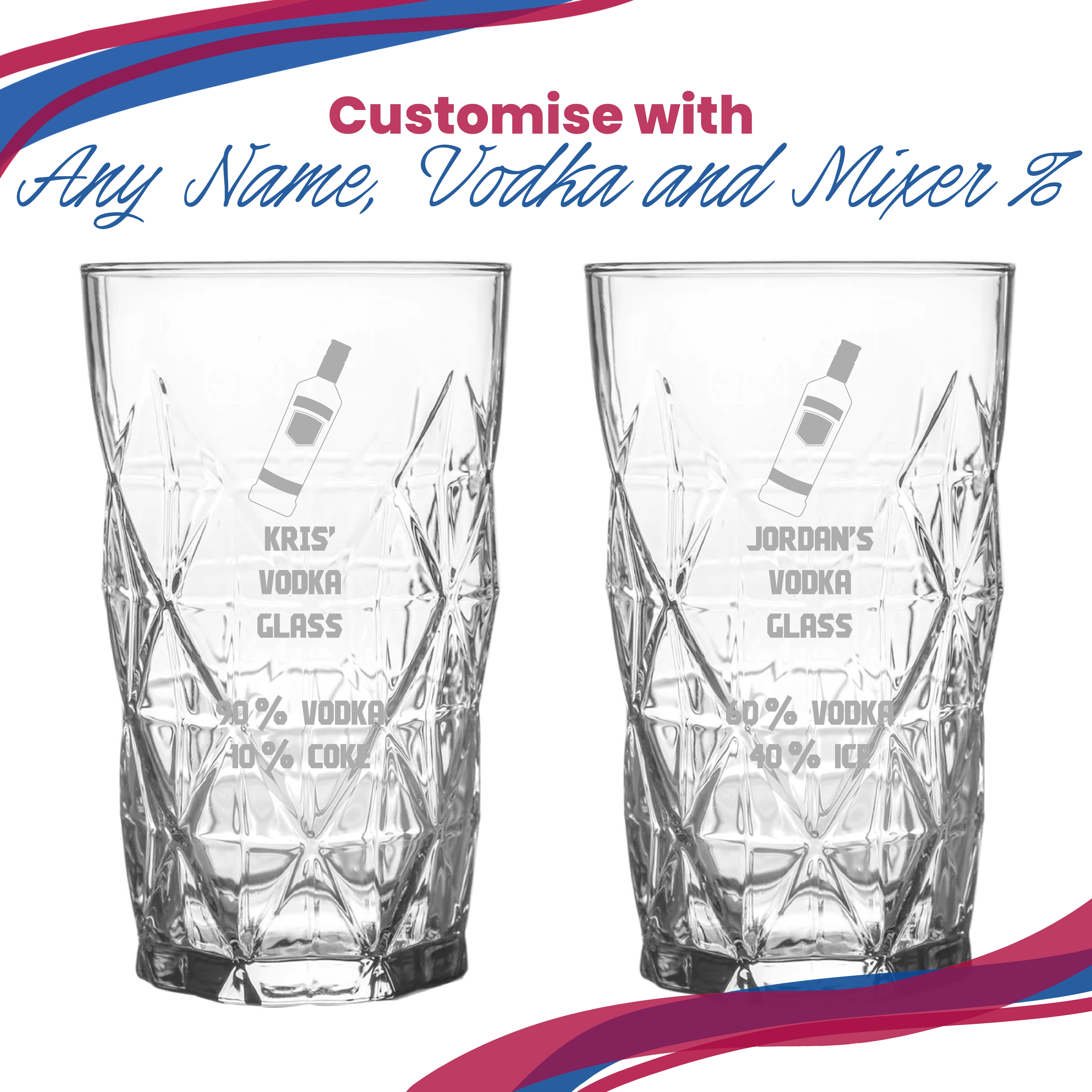 Personalised Engraved Vodka Keops Hiball with 'Name's Vodka Glass and Mixer' Design Image 5