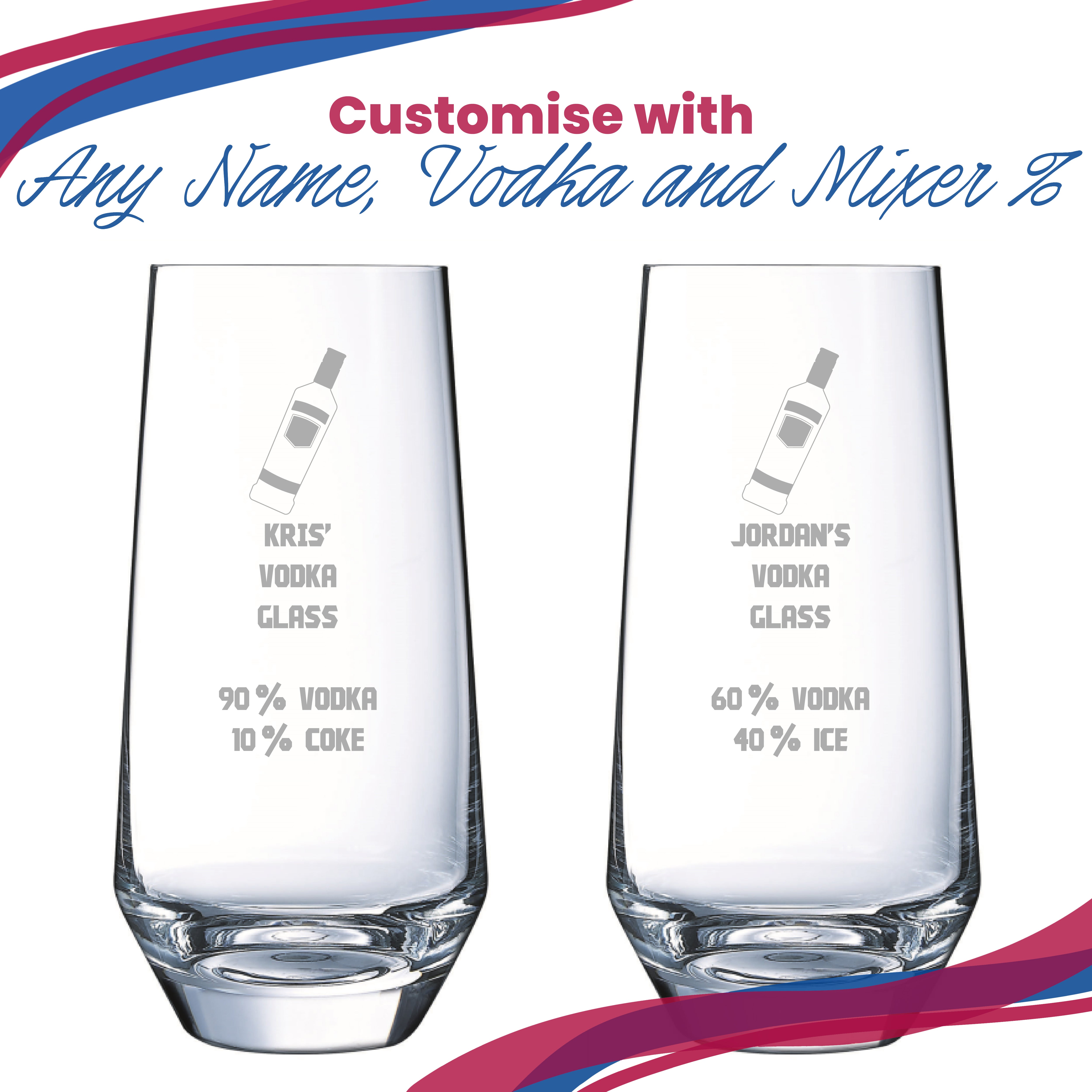 Personalised Engraved Vodka Lima Hiball with 'Name's Vodka Glass and Mixer' Design Image 5