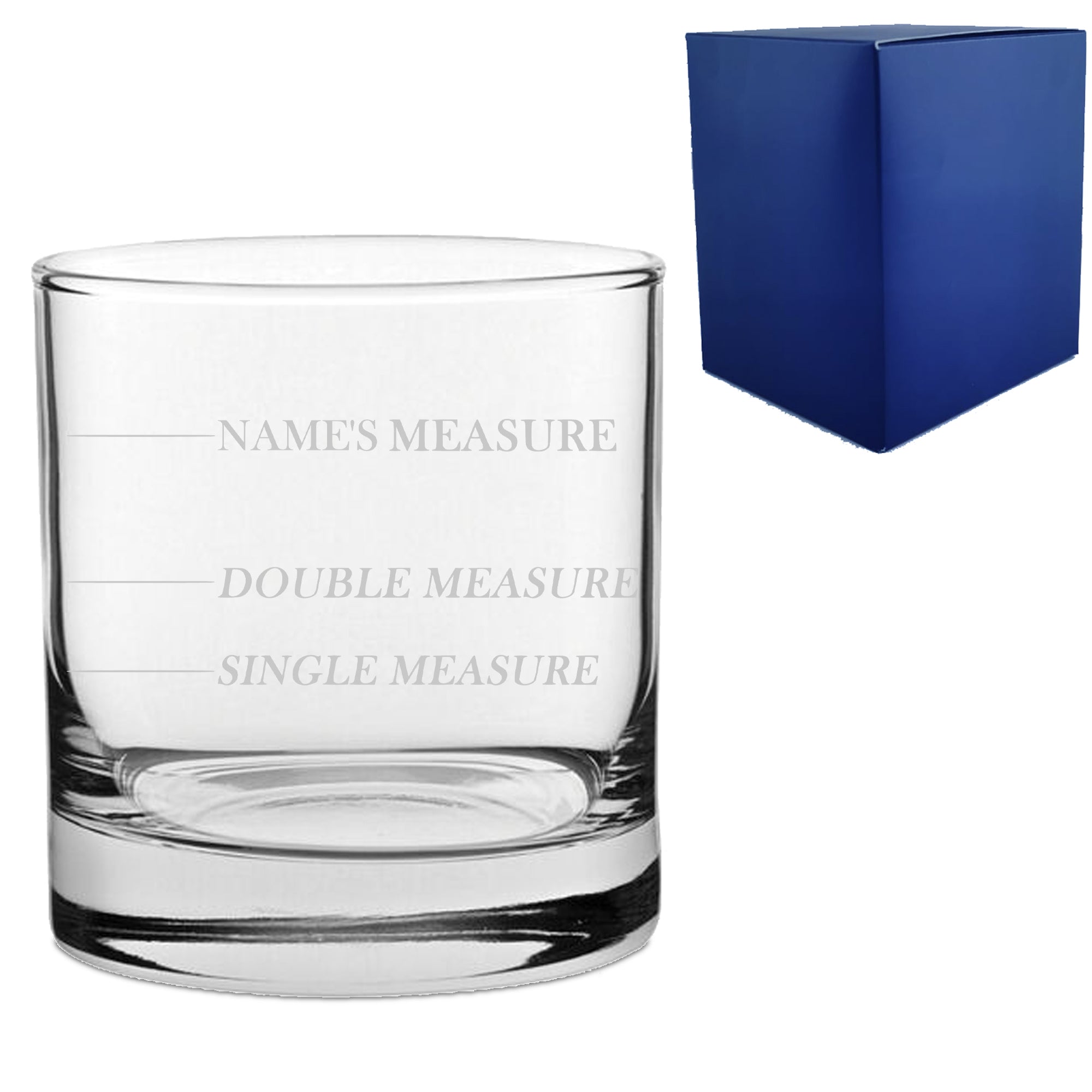 Personalised Engraved Old Fashioned Whisky Glass with 'Name's Measure' Design, Customise with Any Name Image 1