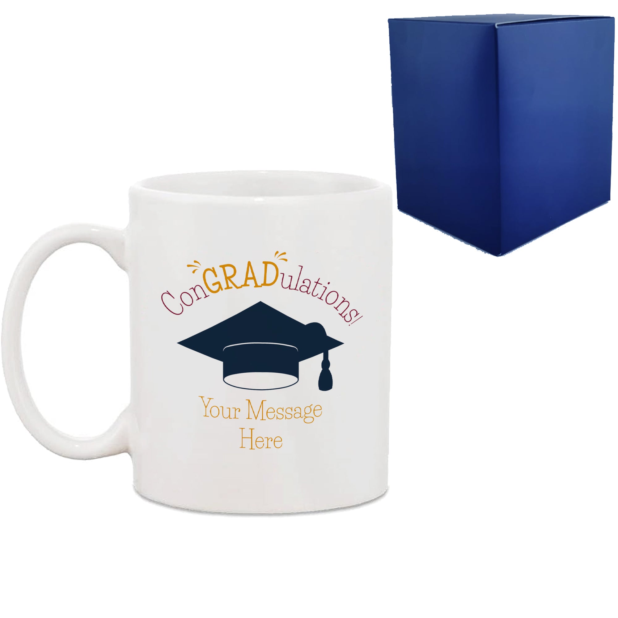 Personalised Printed Graduation Mug with 'ConGRADulations' Design, Personalise with Any Name or Message Image 1