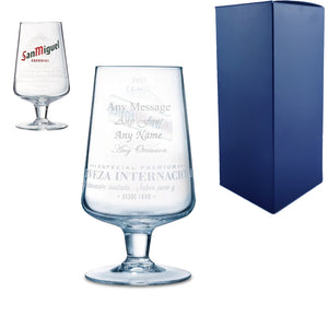 Engraved San Miguel Half Pint Glass 10oz Image 1