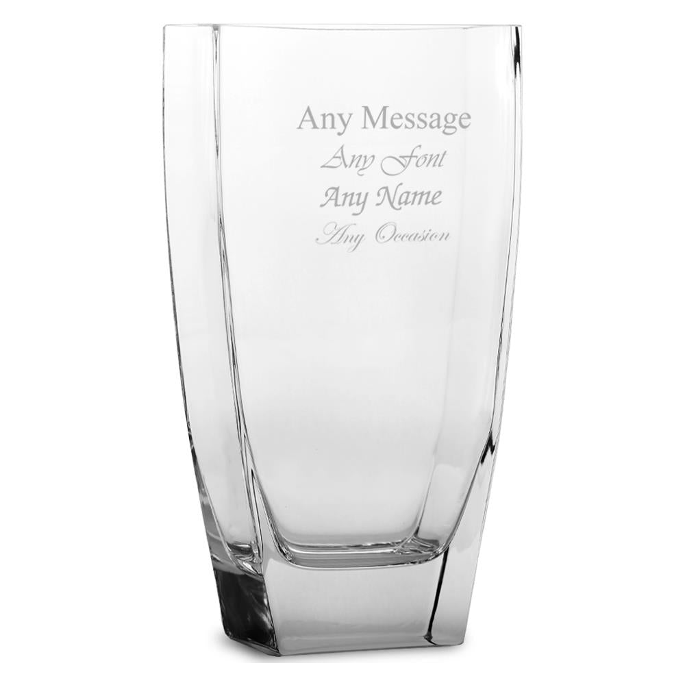 Engraved 27cm Handmade Rectangular Vase Image 1