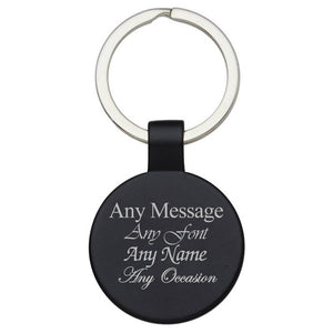 Engraved Round Black Keyring Image 2