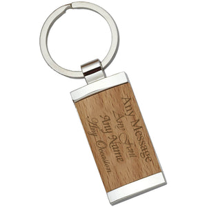 Engraved Bamboo Keyring with Metal Backing Image 2