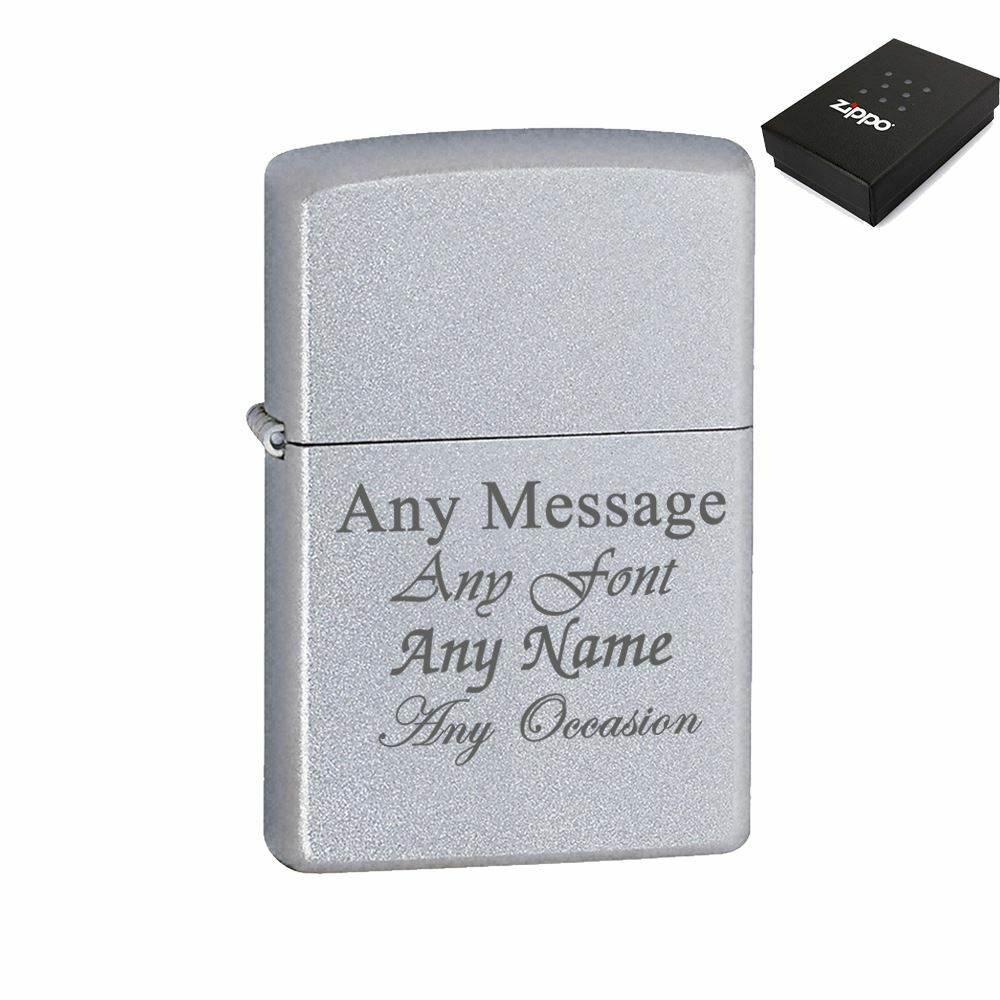 Engraved Satin Chrome Zippo, Official Zippo lighter Image 2