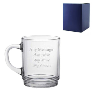 Engraved 260ml Glass Tea and Coffee Mug with Gift Box Image 2