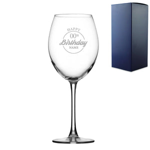 Engraved  Enoteca Wine Glass Happy 20,30,40,50...Birthday Circle, Gift Boxed Image 1