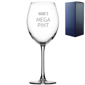 Personalised Engraved Mega Pint Wine Glass, Novelty Gift Modern Design Image 1