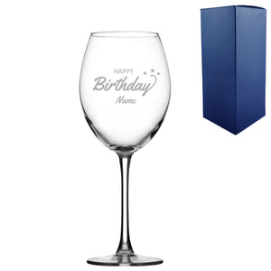 Engraved Happy Birthday Enoteca Wine Glass, Gift Boxed Image 1