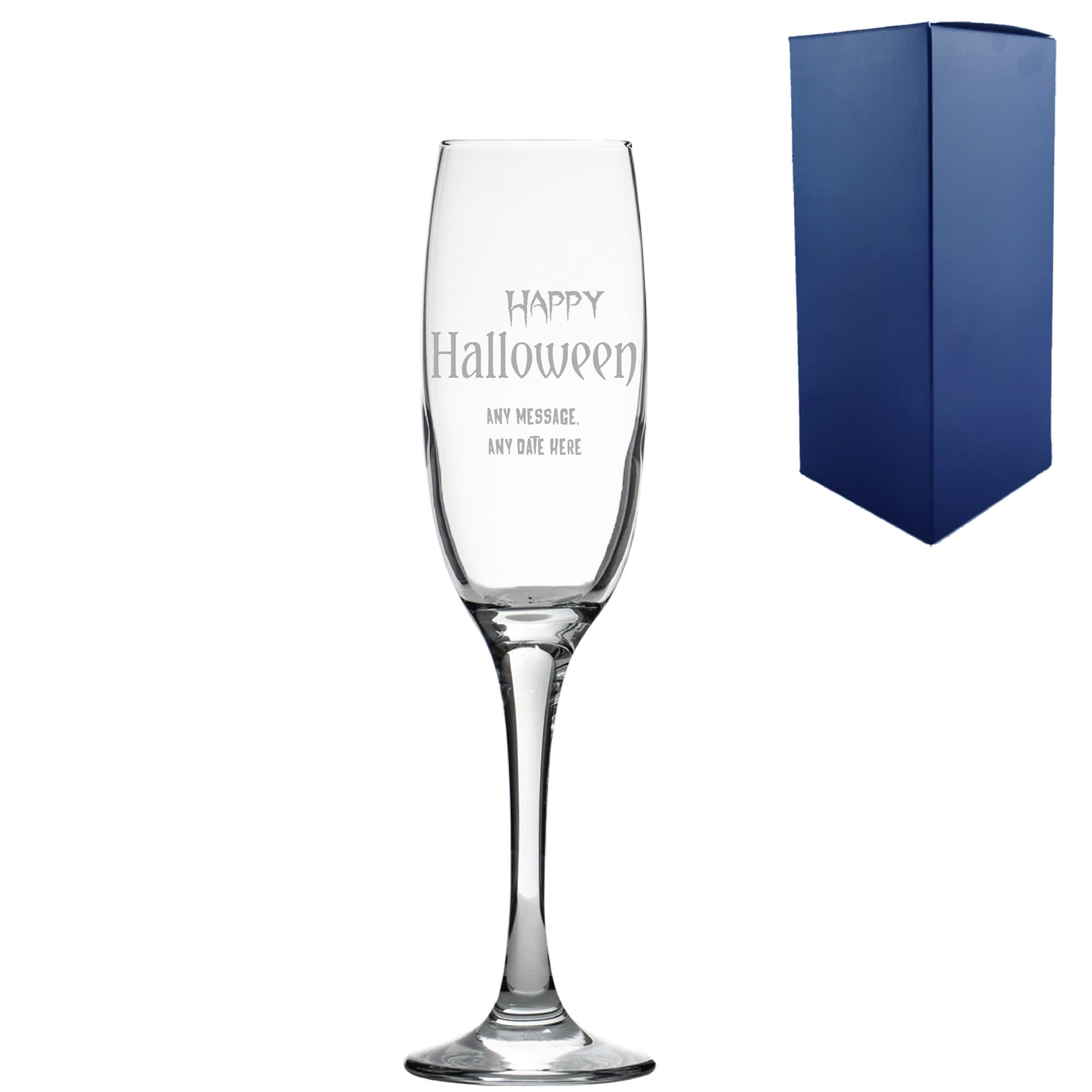 Engraved Happy Halloween champagne flute, Gift Boxed Image 2