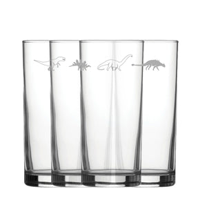 Engraved Dinosaur Pattern Hiball Set of 4 12oz Glasses Image 2