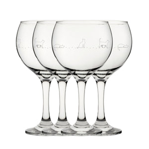 Engraved Cat Pattern Gin Balloon Set of 4 22.5oz Glasses. Image 2