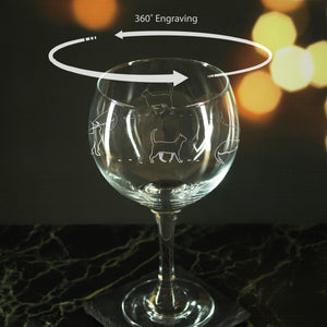 Engraved Cat Pattern Gin Balloon Set of 4 22.5oz Glasses. Image 4