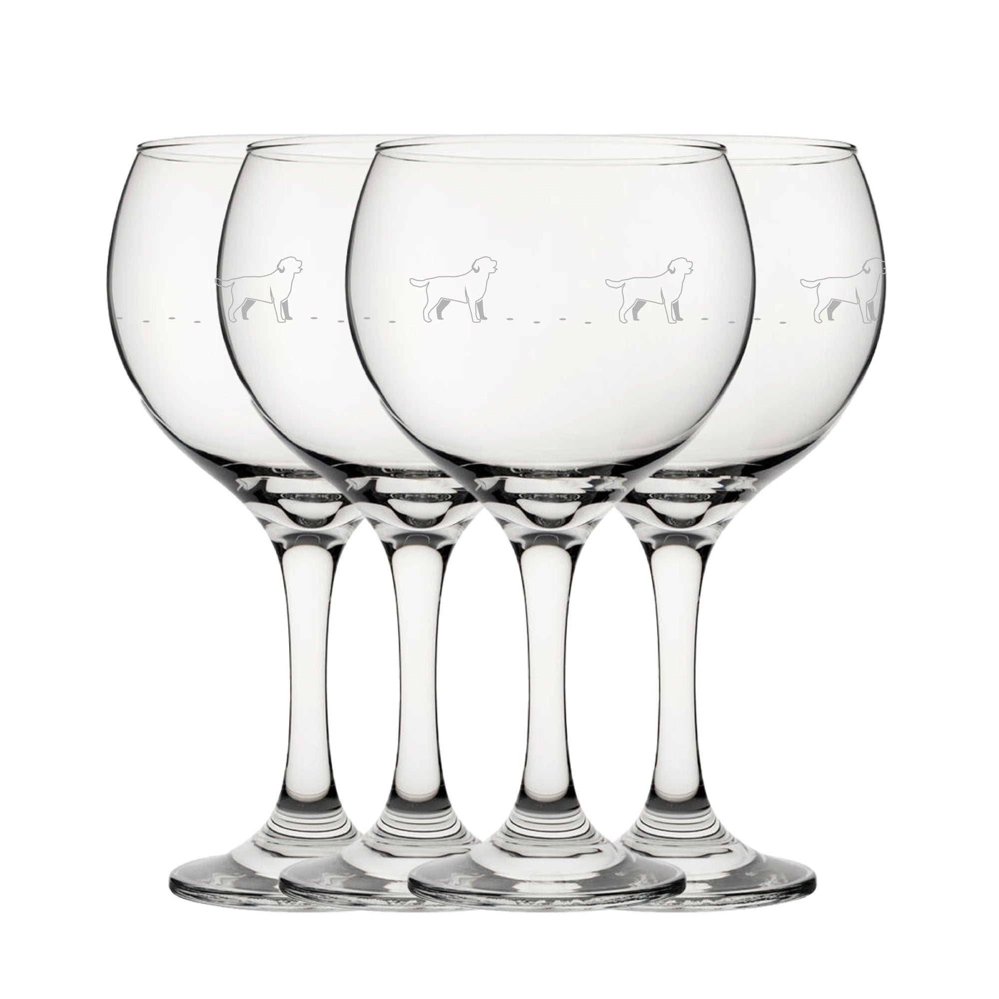 Engraved Dog Pattern Gin Balloon Set of 4 22.5oz Glasses Image 1