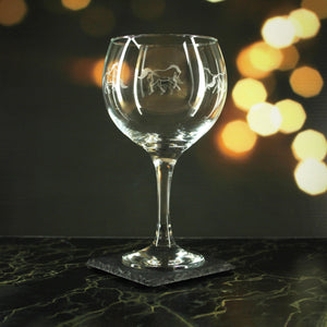 Engraved Horse Pattern Gin Balloon Set of 4 22.5oz Glasses Image 3