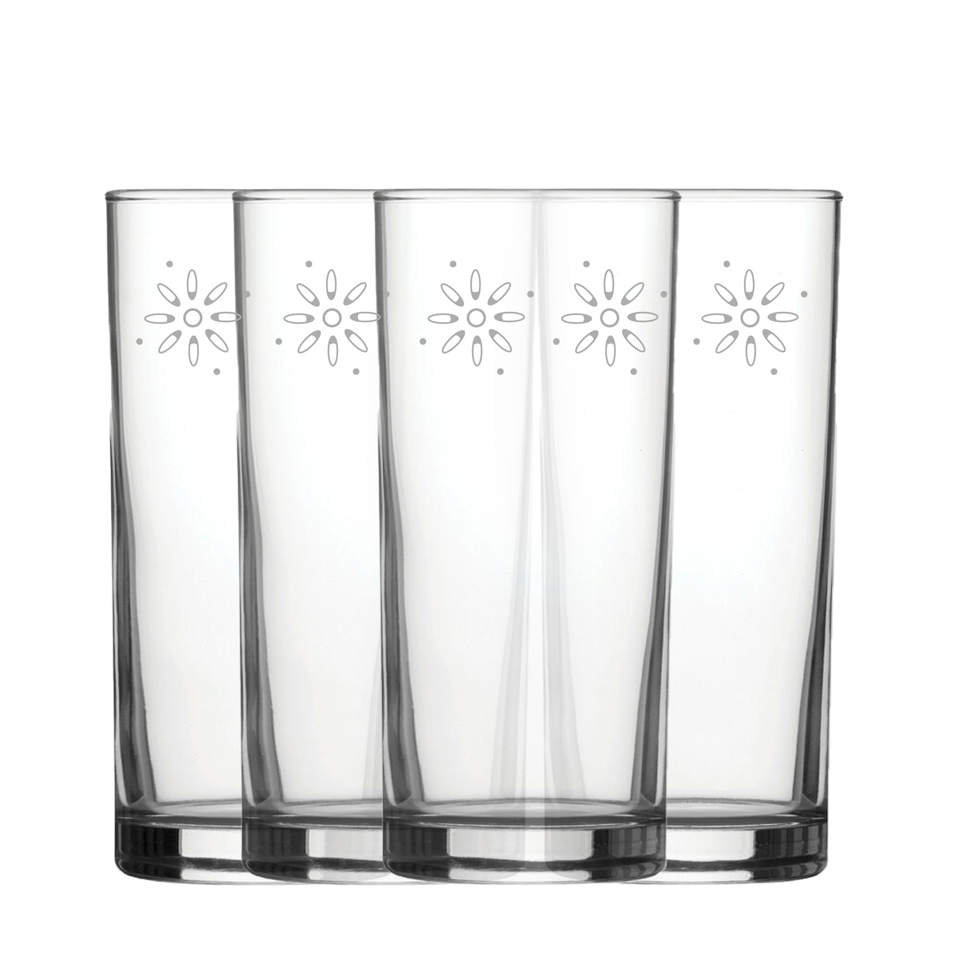 Engraved Fireworks Set of 4 Patterned Hiball 12oz Glasses Image 1