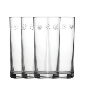 Engraved Lemons Set of 4 Patterned Hiball 12oz Glasses Image 2