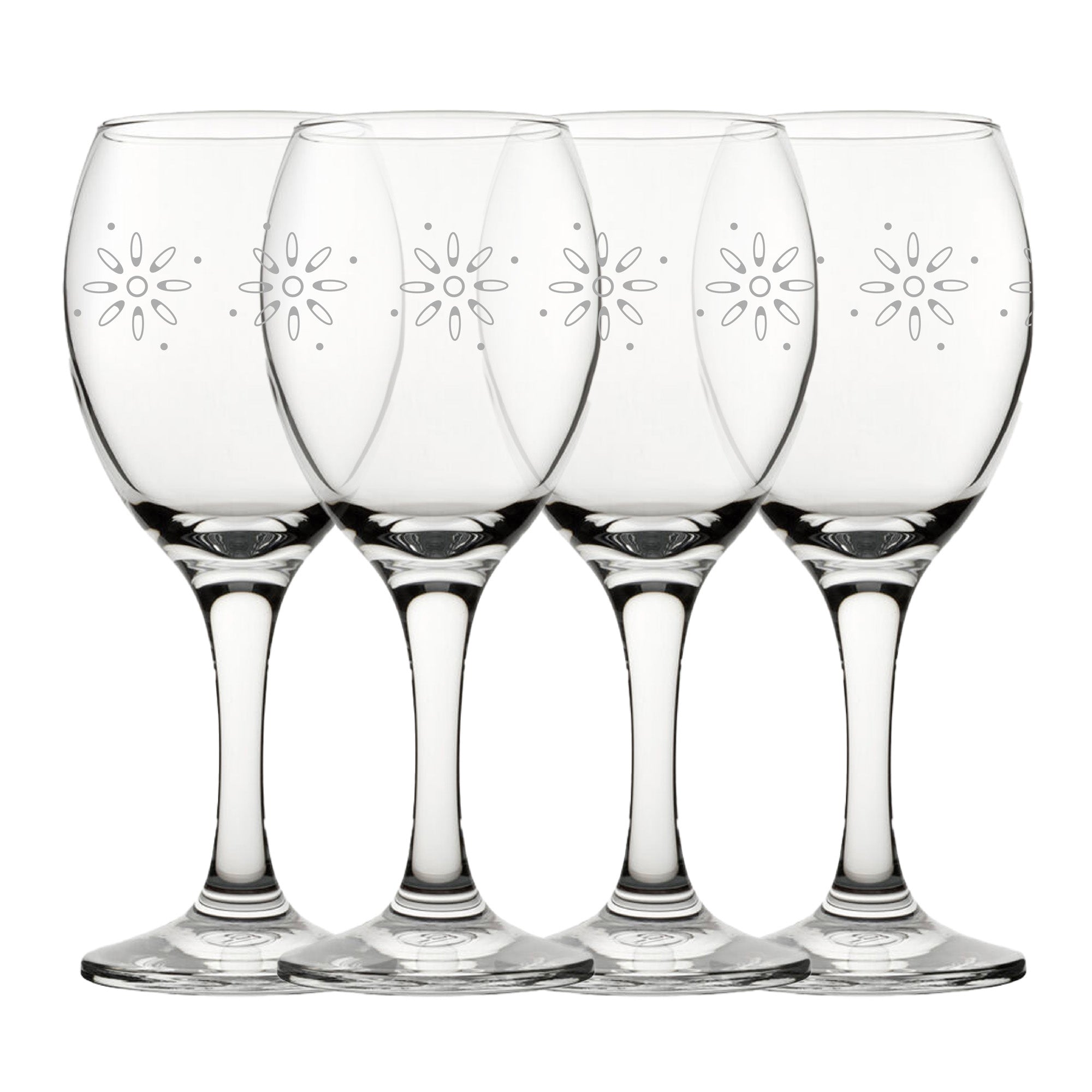 Engraved Fireworks Pattern Pure Wine Set of 4 11oz Glasses Image 2