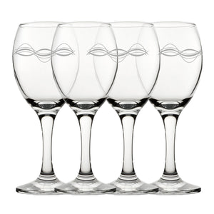 Engraved Waves Pattern Pure Wine Set of 4 11oz Glasses Image 1