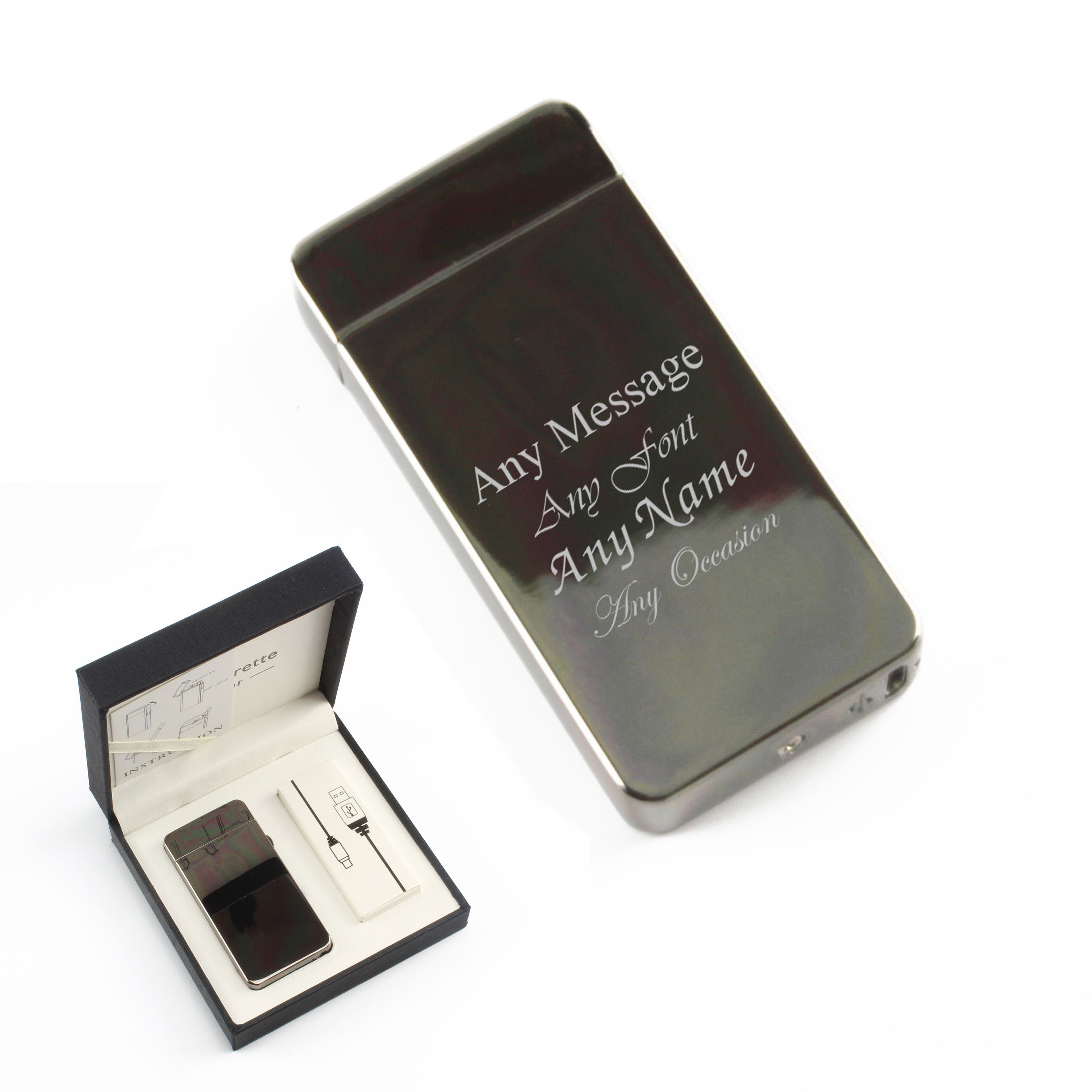 Engraved Electric Arc Lighter, Black, Any Message, Gift Boxed Image 1