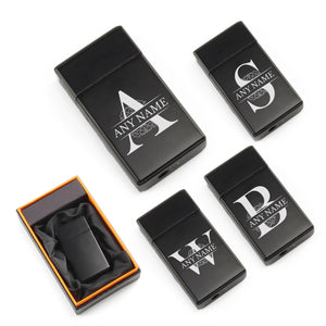 Engraved Jet Gas Lighter Black Any Letter Gift Boxed Image 1