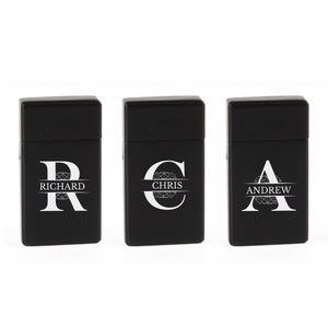 Engraved Jet Gas Lighter Black Any Letter Gift Boxed Image 4