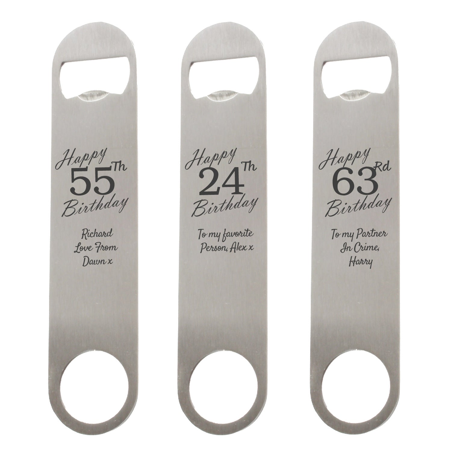 Engraved Large Steel Bar Blade Bottle Opener Happy Custom Number Birthday Image 5