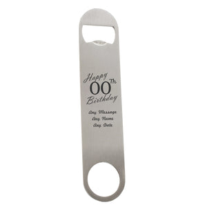 Engraved Large Steel Bar Blade Bottle Opener Happy Custom Number Birthday Image 4