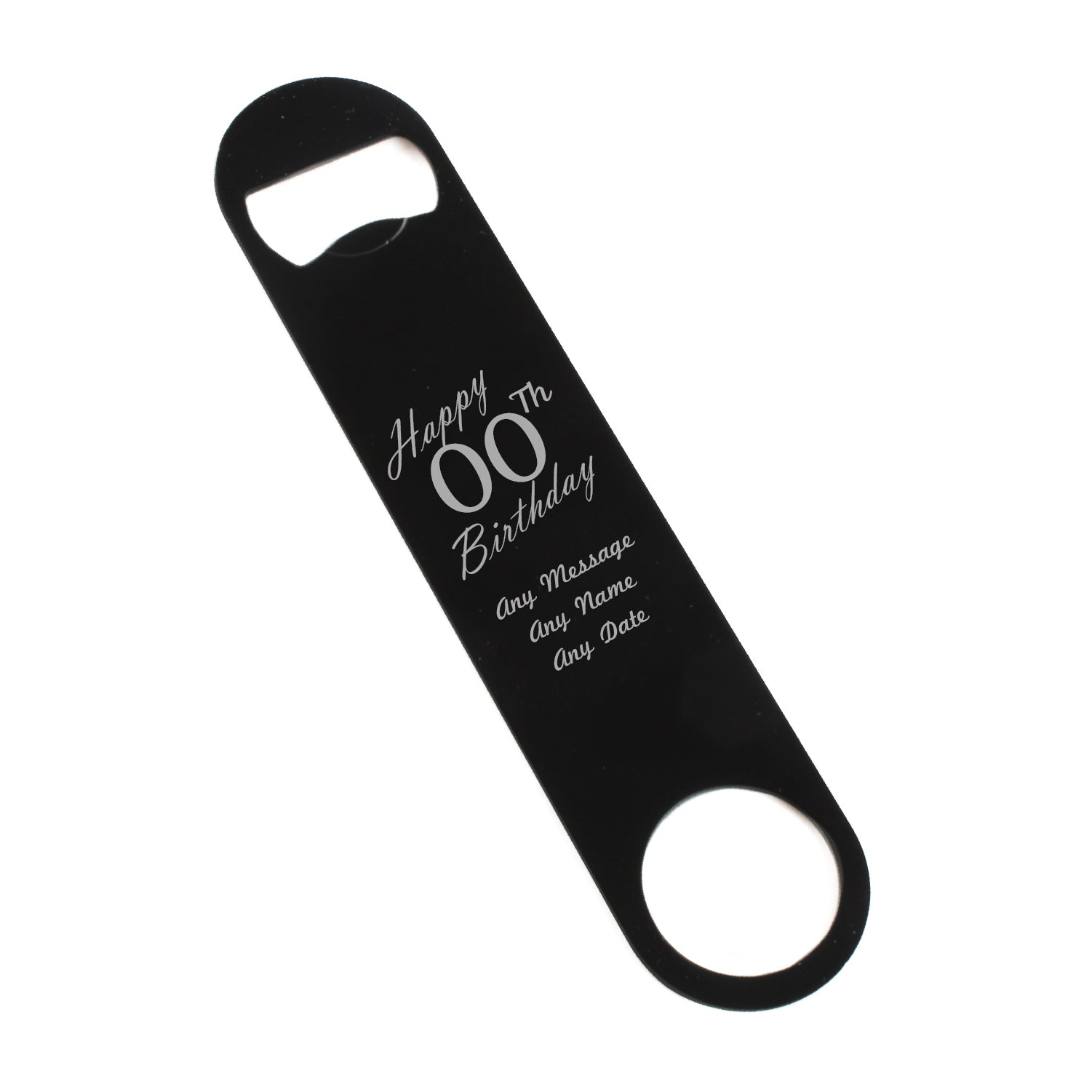 Engraved Large Black Steel Bar Blade Bottle Opener Happy Custom Number Birthday Image 2