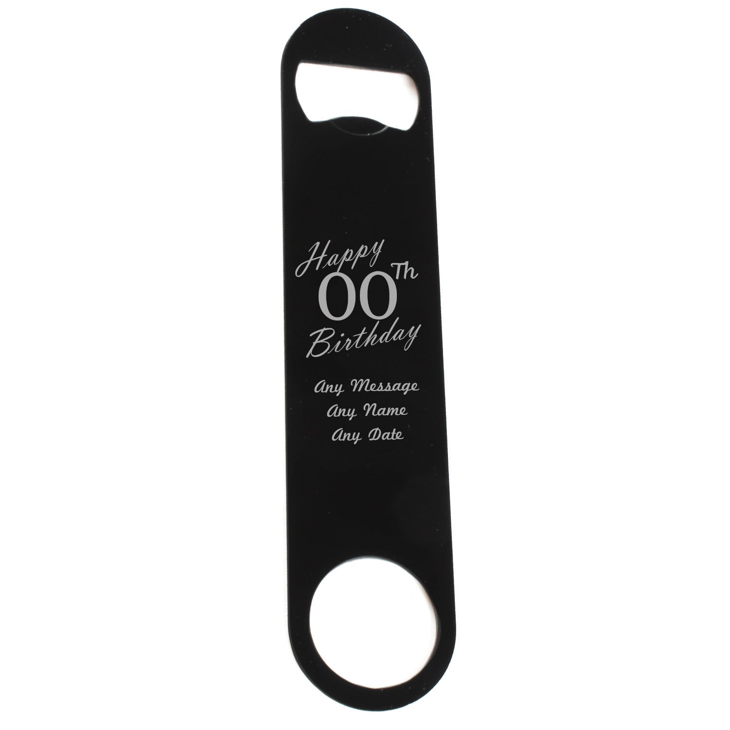 Engraved Large Black Steel Bar Blade Bottle Opener Happy Custom Number Birthday Image 4