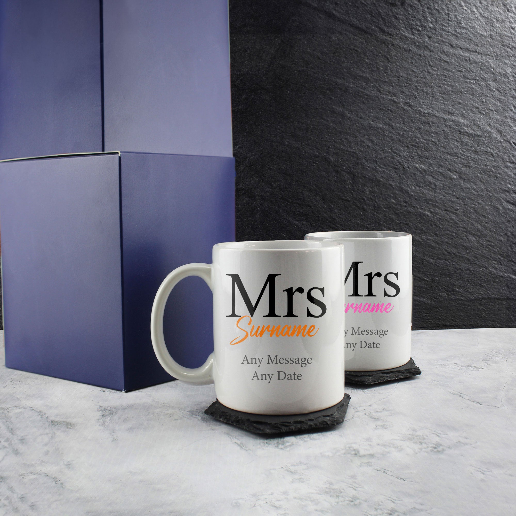 Mrs and Mrs Mug Set, Classic Font Design, Ceramic 11oz/312ml Mugs Image 3