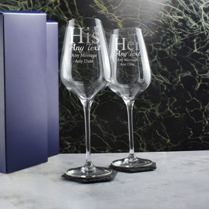 Engraved His and Hers Sublym Wine Glasses, 15.8oz/450ml, Gift Boxed Image 3