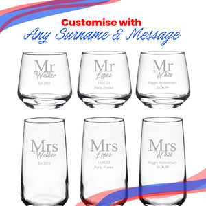 Engraved Mr and Mrs Whisky and Cocktail Set, Classic Font Image 5