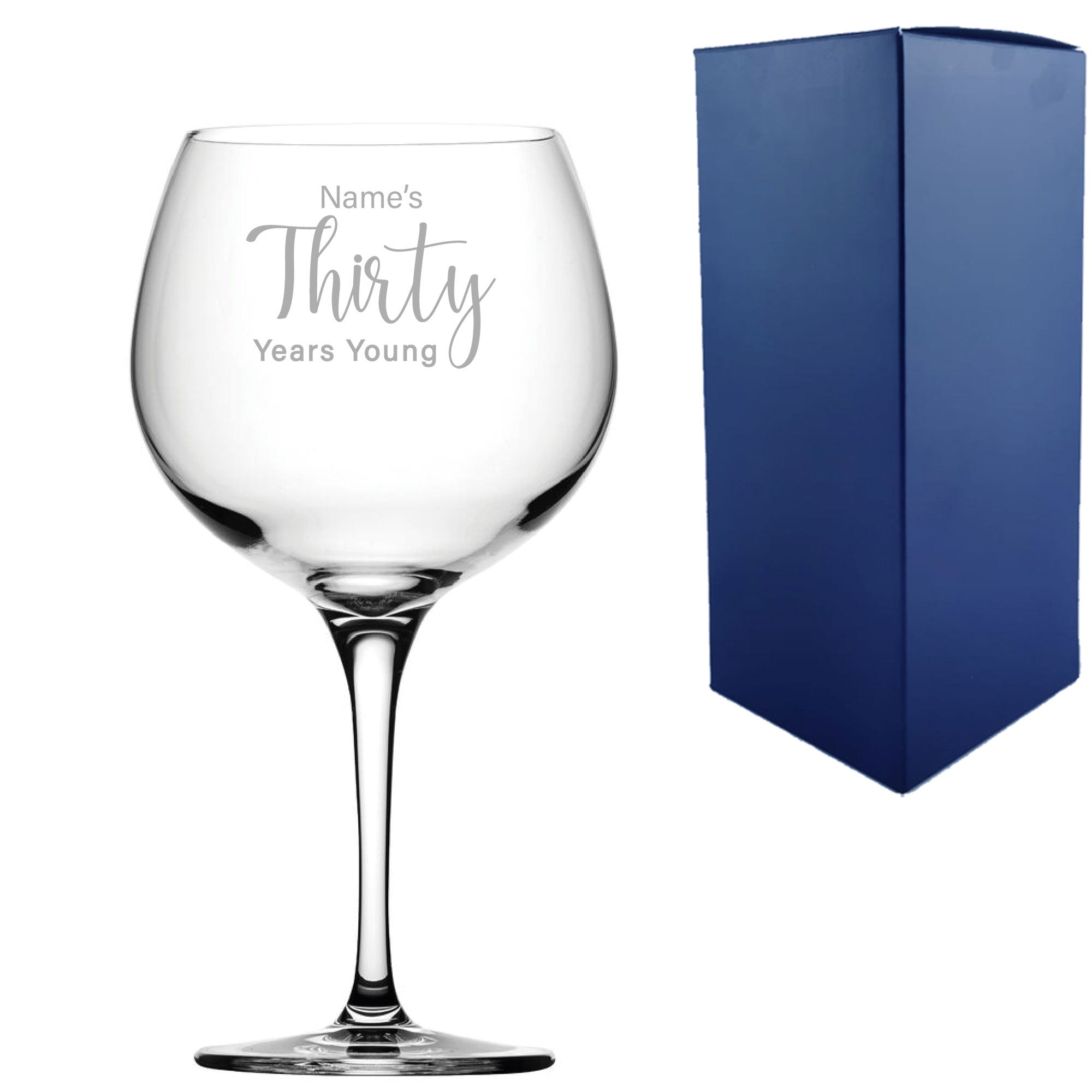 Engraved 30th Birthday Primeur Gin Glass Years Young Delicate Font Image 2