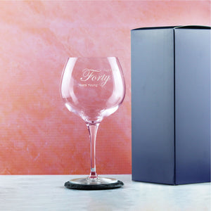 Engraved 40th Birthday Primeur Gin Glass Years Young Curly Font Image 3