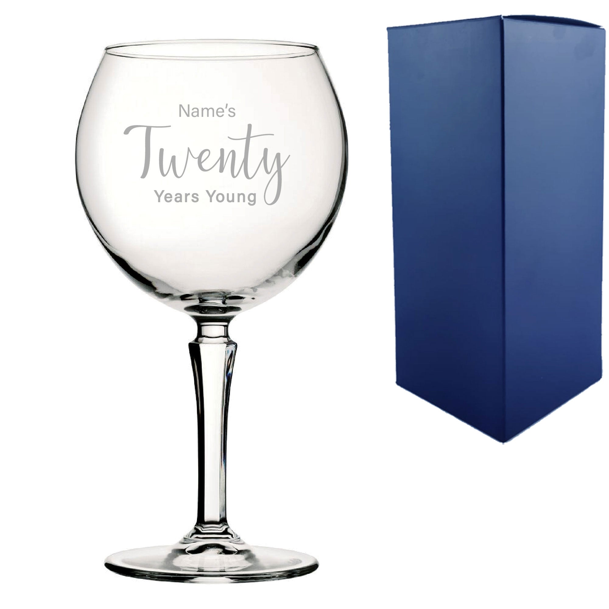 Engraved 20th Birthday Hudson Gin Glass, Years Young Delicate Font Image 1