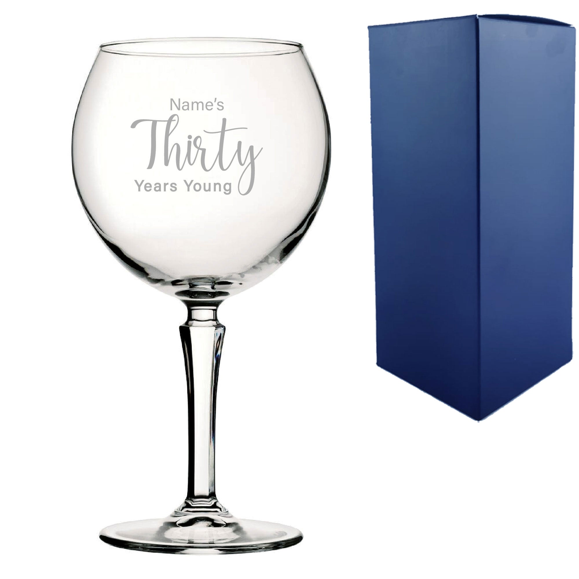 Engraved 30th Birthday Hudson Gin Glass, Years Young Delicate Font Image 2