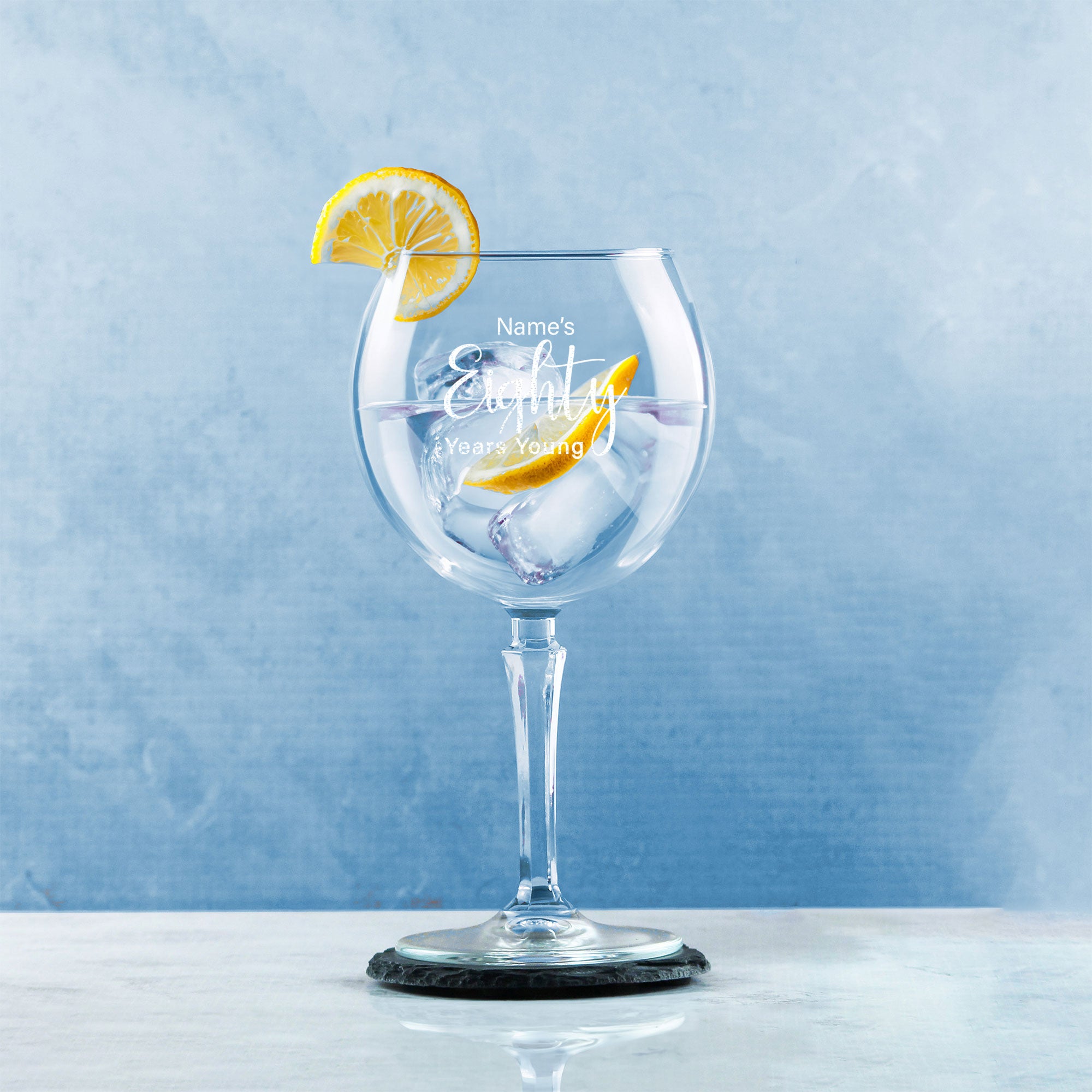 Engraved 80th Birthday Hudson Gin Glass, Years Young Delicate Font Image 4