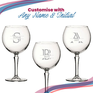 Engraved Hudson Gin Glass, Initial and Name, 650ml, Striped Font Image 5