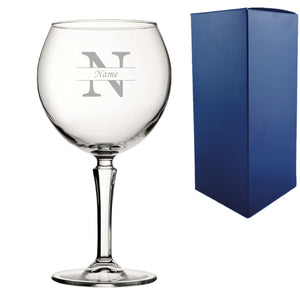 Engraved Hudson Gin Glass, Initial and Name, 650ml, Classic Font Image 1