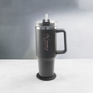 Engraved Extra Large Grey Travel Cup 40oz/1135ml, Any Name Image 3