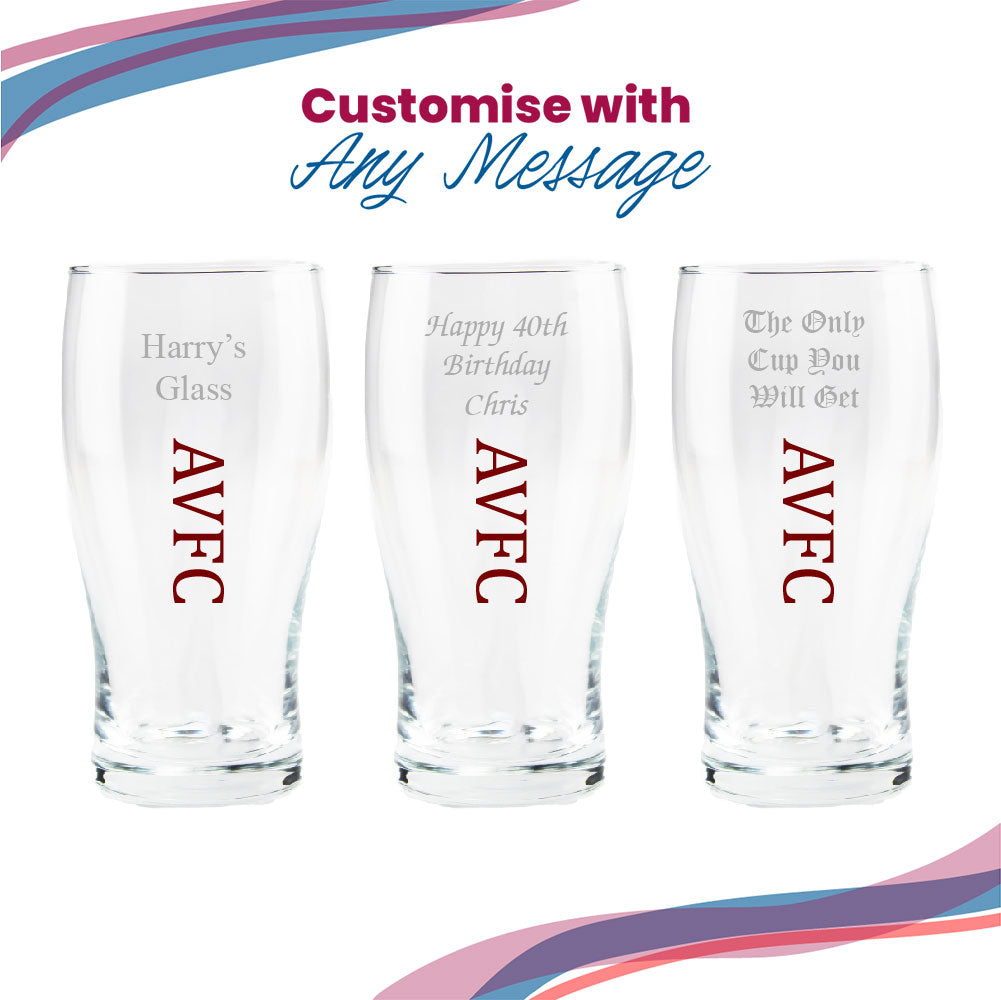 Engraved Aston Villa 20oz Tulip Pint Glass, Gift Boxed Image 5