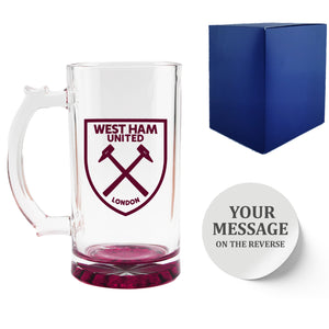 Engraved Official West Ham 20oz Beer Mug, Gift Boxed Image 1