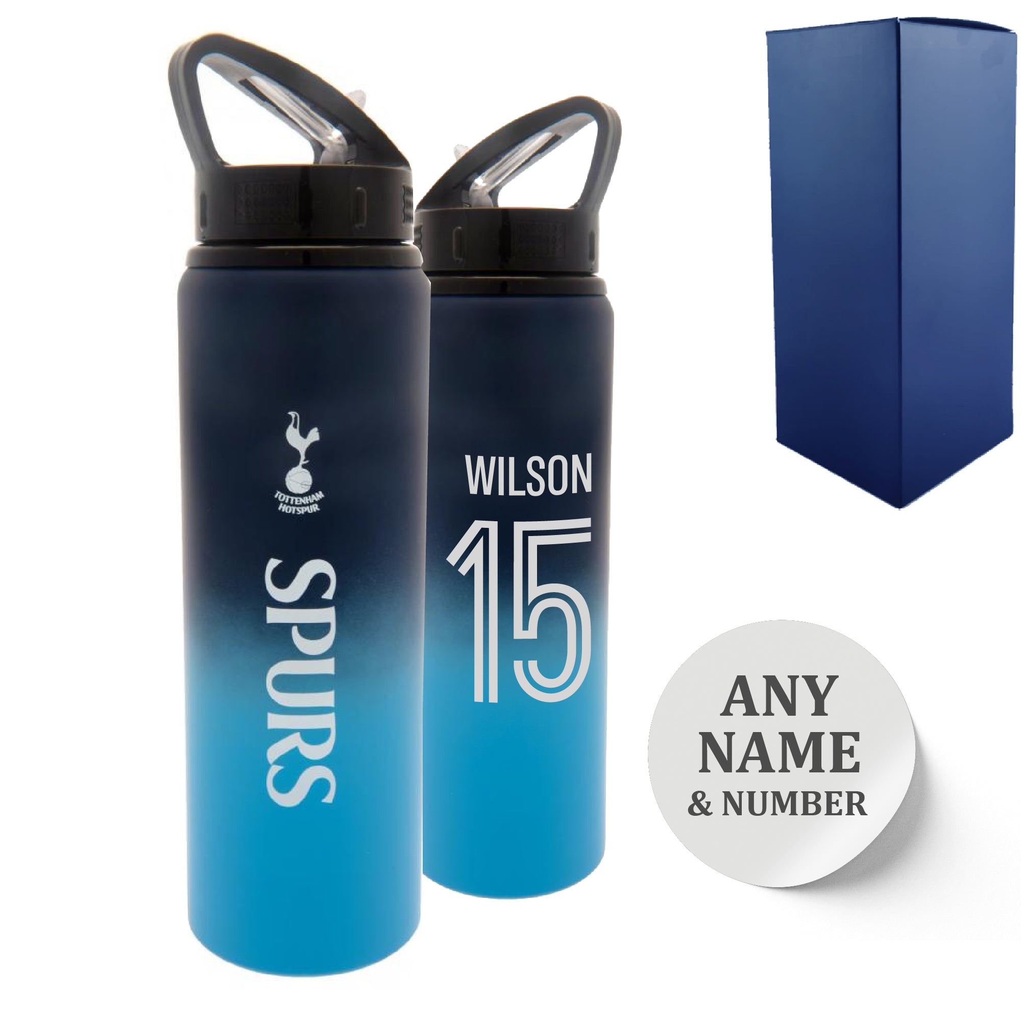 Official Printed Metal Tottenham Bottle, Personalise Any Number, Gift Boxed Image 1