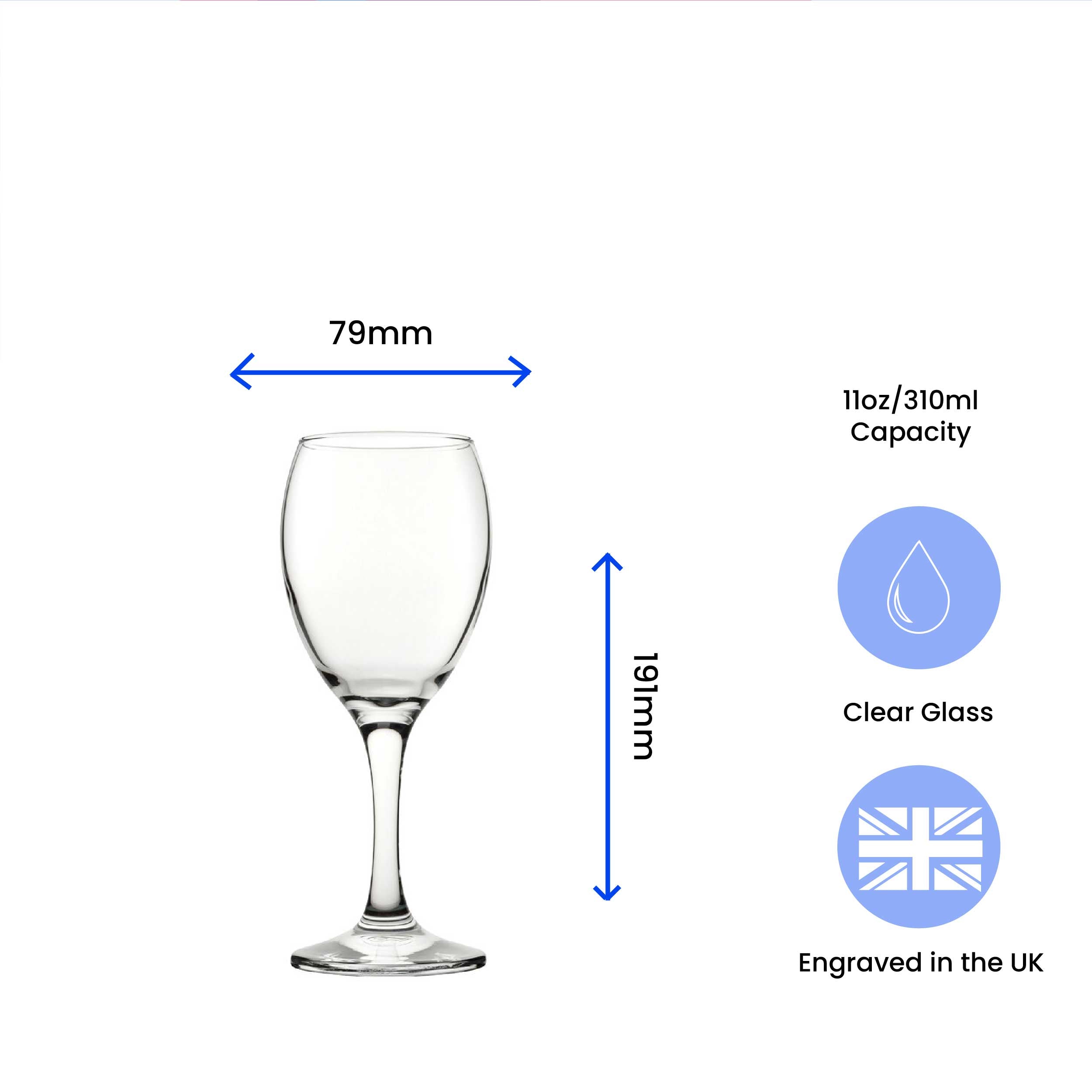 Personalised Engraved Pure Wine Glass with Name's Glass Bold Measurements Design, Customise with Any Name Image 5