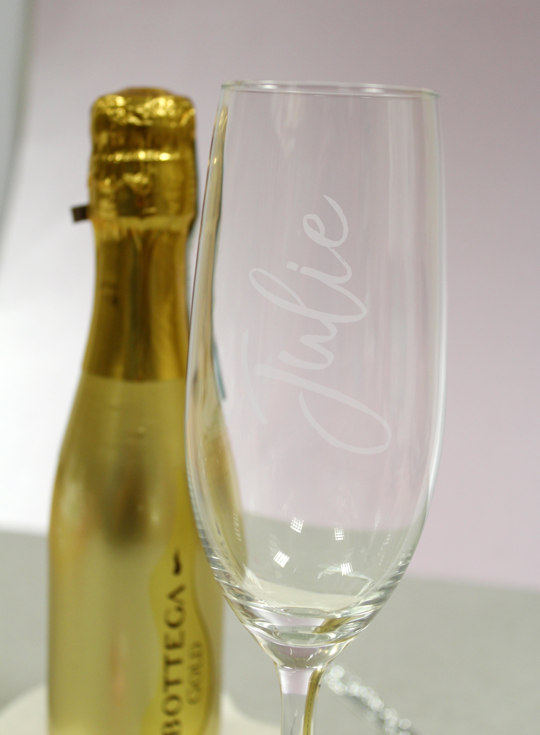 Personalised Name Only Flute & Mini Gold Bottega Prosecco Set