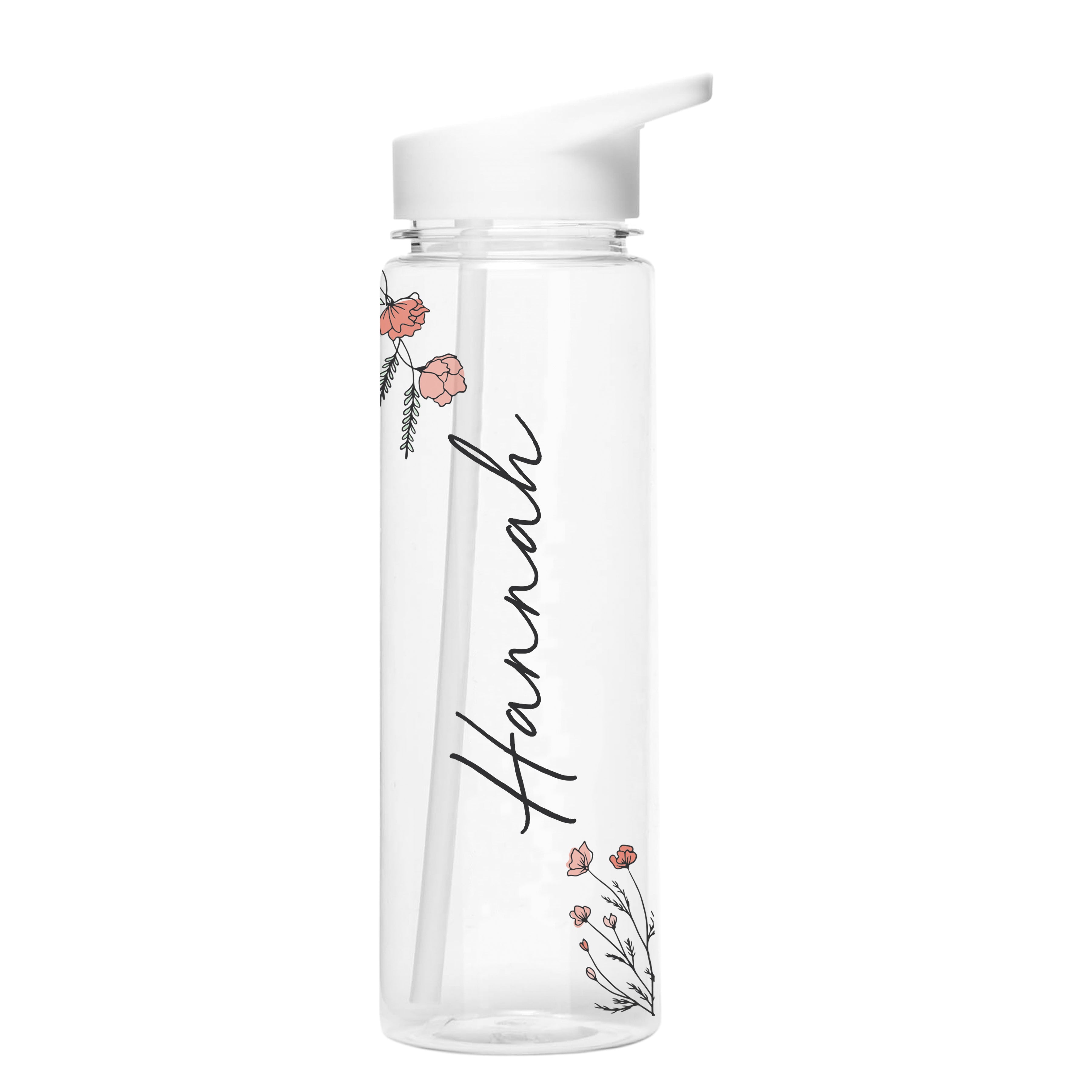 Personalised Floral Name Only Water Bottle